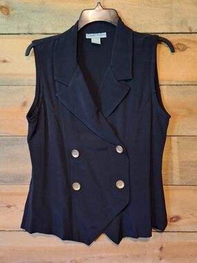 David Hollis Black Sleeveless Double-Breasted Vest And Shorts Set Vintage